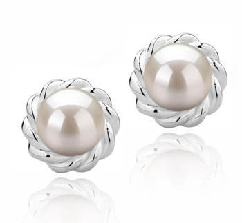 8-9mm AAAA Quality Perla de Agua Dulce Pendientes in Bessie Blanco