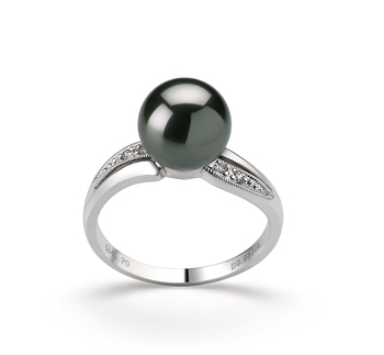 8-9mm AAA Quality Perla Tahití Anillo in Caroline Negro