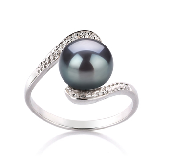 9-10mm AA Quality Perla de Agua Dulce Anillo in Chantel Negro