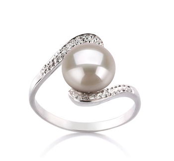 9-10mm AA Quality Perla de Agua Dulce Anillo in Chantel Blanco