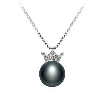 8-9mm AAA Quality Perla de Agua Dulce Colgante in Crown Negro