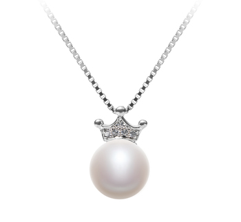 8-9mm AAA Quality Perla de Agua Dulce Colgante in Crown Blanco