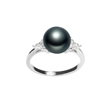 8-9mm AAA Quality Perla de Agua Dulce Anillo in Dacey Negro