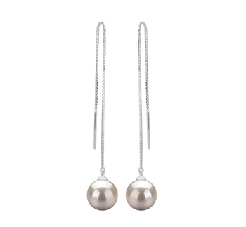 8-9mm AAAA Quality Perla de Agua Dulce Pendientes in Dottie Blanco