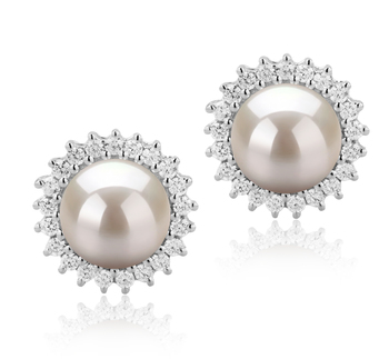 7-8mm AAAA Quality Perla de Agua Dulce Pendientes in DREAMA Blanco