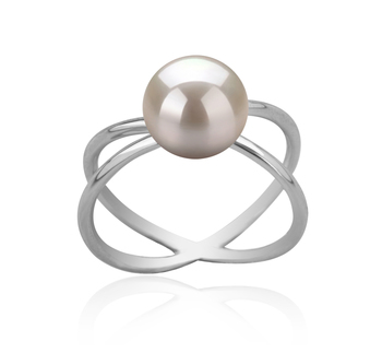 8-9mm AAA Quality Perla de Agua Dulce Anillo in Esty Blanco