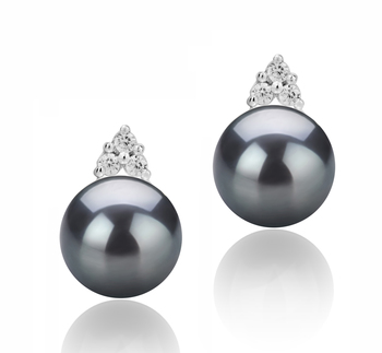 8-9mm AAAA Quality Perla de Agua Dulce Pendientes in Evelyn Negro