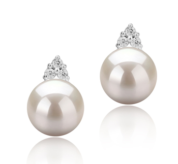 8-9mm AAAA Quality Perla de Agua Dulce Pendientes in Evelyn Blanco