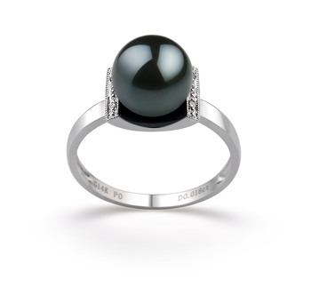 8-9mm AA Quality Perla Akoya Japonesa Anillo in Francine Negro