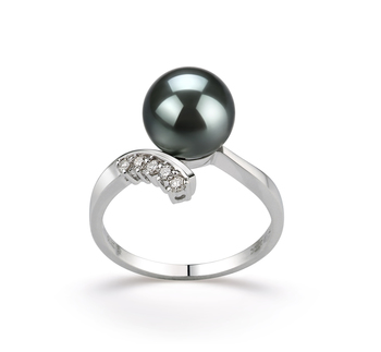 8-9mm AAA Quality Perla Tahití Anillo in Grace Negro