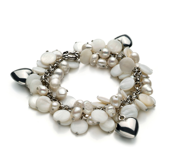 6-7mm A Quality Perla de Agua Dulce Pulsera in Harmony Blanco