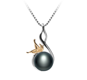 8-9mm AAA Quality Perla de Agua Dulce Colgante in Hester Negro