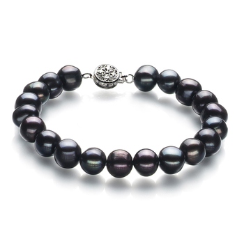 8-9mm A Quality Perla de Agua Dulce Pulsera in Kaitlyn Negro