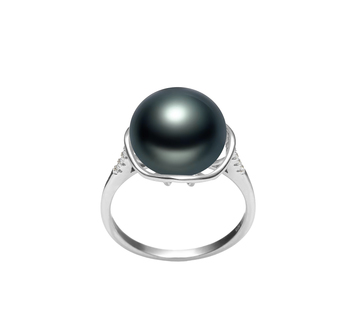 11-12mm AAA Quality Perla de Agua Dulce Anillo in Kalina Negro