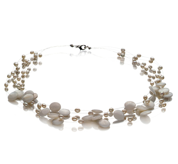 4-10mm A Quality Perla de Agua Dulce Collar in Keita Blanco