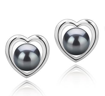 8-9mm AAA Quality Perla Tahití Pendientes in Kimberly-corazón Negro