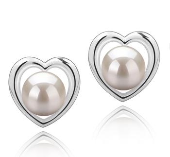 Kimberly-corazón Blanco 8-9mm Calidad AAAA Pendientes de Perlas de Agua Dulce y Plata esterlina 925