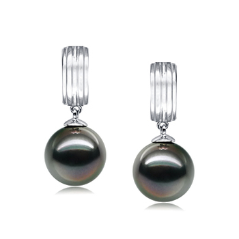 9-10mm AAA Quality Perla Tahití Pendientes in Perlas Kiyam Negro