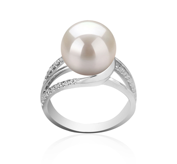 10-11mm AAAA Quality Perla de Agua Dulce Anillo in Layana Blanco