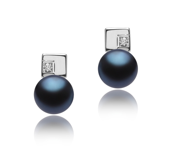 8-9mm AAA Quality Perla de Agua Dulce Pendientes in Lolly Negro