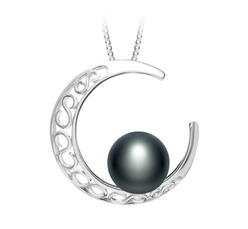 9-10mm AAA Quality Perla de Agua Dulce Colgante in Luna Negro