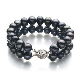 8-9mm A Quality Perla de Agua Dulce Pulsera in Negro