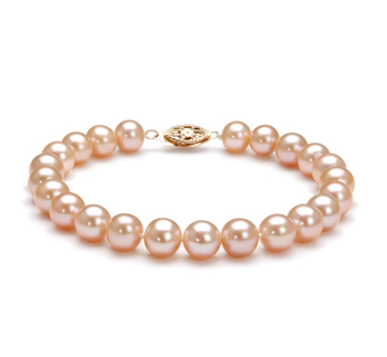 7-8mm AA Quality Perla de Agua Dulce Pulsera in Rosa