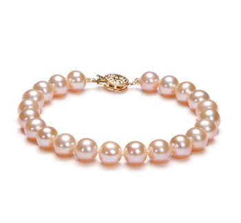 7-8mm AAA Quality Perla de Agua Dulce Pulsera in Rosa