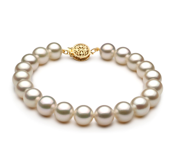 8-9mm AAA Quality Perla de Agua Dulce Pulsera in Blanco