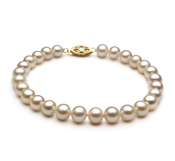 6-7mm AA Quality Perla de Agua Dulce Pulsera in Blanco