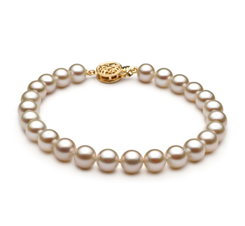 6-7mm AAAA Quality Perla de Agua Dulce Pulsera in Blanco