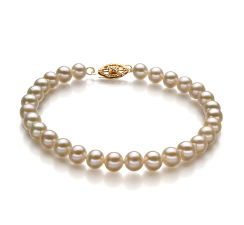 5-5.5mm AA Quality Perla de Agua Dulce Pulsera in Blanco