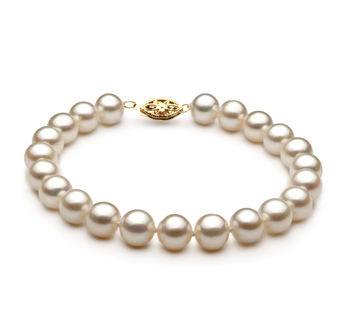 7.5-8.5mm AA Quality Perla de Agua Dulce Pulsera in Blanco