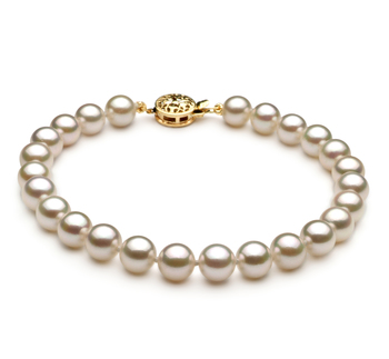 6-7mm AA Quality Perla Akoya Japonesa Pulsera in Blanco