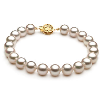 7.5-8mm AA Quality Perla Akoya Japonesa Pulsera in Blanco