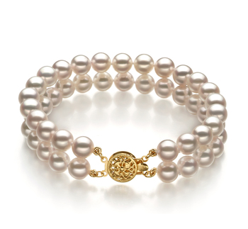 6-7mm AA Quality Perla Akoya Japonesa Pulsera in Blanco