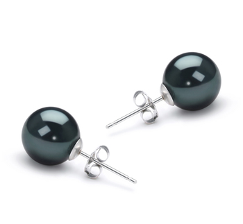 8.5-9mm AAA Quality Perla Akoya Japonesa Pendientes in Negro