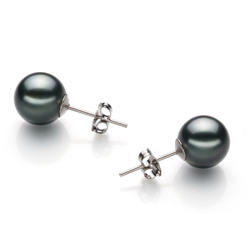 8-9mm AAA Quality Perla Tahití Pendientes in Negro