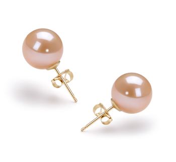 9-10mm AAAA Quality Perla de Agua Dulce Pendientes in Rosa