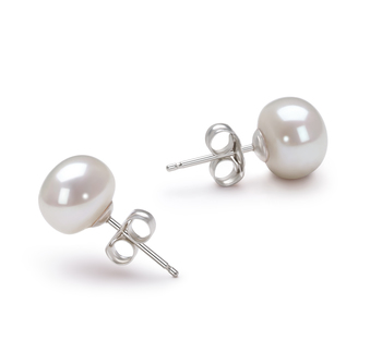 7-8mm AA Quality Perla de Agua Dulce Pendientes in Blanco