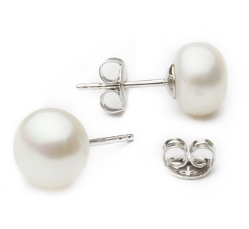 8-8.5mm AA Quality Perla de Agua Dulce Pendientes in Blanco