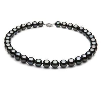 9.5-10.5mm AAA Quality Perla de Agua Dulce Collar in Negro