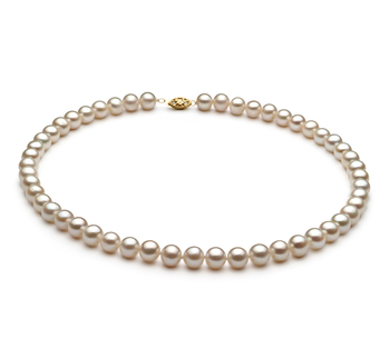 7.5-8.5mm AA Quality Perla de Agua Dulce Collar in Blanco