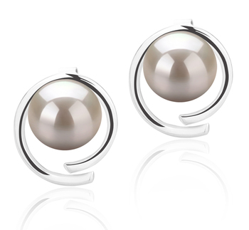 7-8mm AAAA Quality Perla de Agua Dulce Pendientes in Raina Blanco