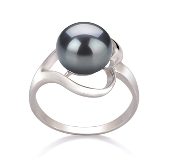 9-10mm AA Quality Perla de Agua Dulce Anillo in Sadie Negro