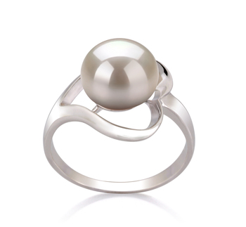 9-10mm AA Quality Perla de Agua Dulce Anillo in Sadie Blanco