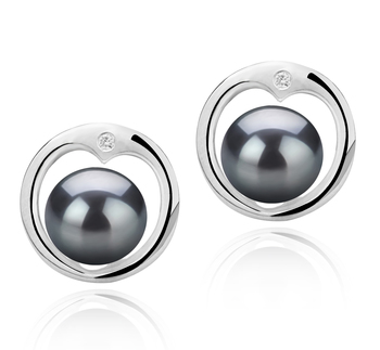 6-7mm AAAA Quality Perla de Agua Dulce Pendientes in Sharon Negro