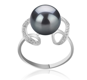 10-11mm AAA Quality Perla Tahití Anillo in Sheila Negro