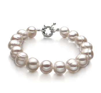 10-11mm A Quality Perla de Agua Dulce Pulsera in Sencilla Blanco