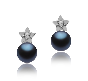 7-8mm AAAA Quality Perla de Agua Dulce Pendientes in Estrella Negro